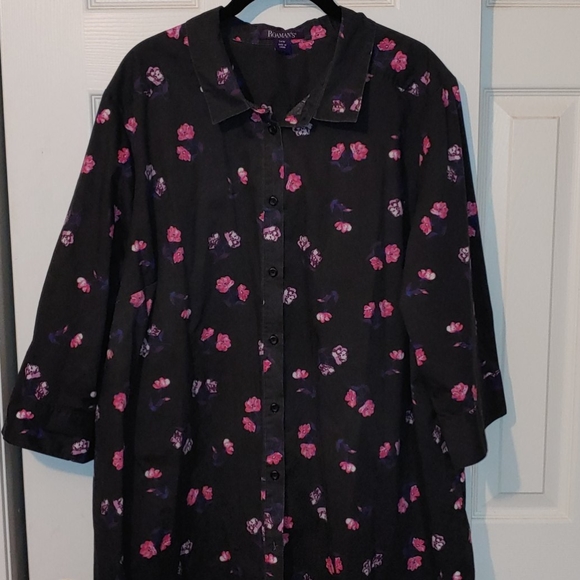 3/$20**Romans black flower Button down shirt - Picture 1 of 4